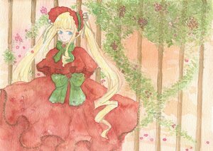 Rating: Safe Score: 0 Tags: 1girl blonde_hair blue_eyes bow dress flower image long_hair long_sleeves shinku solo twintails very_long_hair User: admin