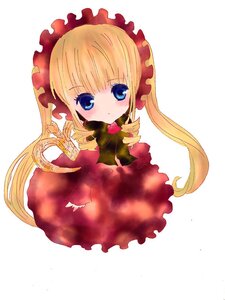 Rating: Safe Score: 0 Tags: 1girl blonde_hair blue_eyes blush bonnet bow bowtie dress flower image long_hair long_sleeves looking_at_viewer pink_rose red_dress red_flower rose shinku simple_background solo striped striped_background twintails vertical_stripes white_background User: admin