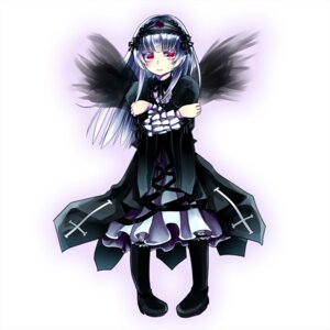 Rating: Safe Score: 0 Tags: 1girl black_dress black_footwear black_wings blush boots dress flower frilled_sleeves frills full_body hairband image long_hair long_sleeves looking_at_viewer red_eyes silver_hair solo suigintou wings User: admin