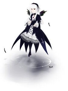 Rating: Safe Score: 0 Tags: 1girl bird black_feathers black_wings dress feathers flower frilled_sleeves frills full_body gothic_lolita hairband image lolita_fashion lolita_hairband long_hair long_sleeves looking_at_viewer red_eyes ribbon rose silver_hair solo standing suigintou wings User: admin