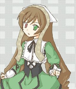 Rating: Safe Score: 0 Tags: 1girl brown_hair dress frills green_dress green_eyes halftone halftone_background head_scarf heterochromia image long_hair long_sleeves polka_dot polka_dot_background red_eyes solo suiseiseki very_long_hair User: admin