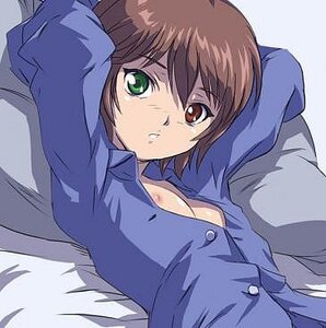Rating: Safe Score: 0 Tags: arms_behind_head arms_up blue_shirt breasts brown_hair cleavage green_eyes heterochromia image long_sleeves lying on_back pillow red_eyes shirt short_hair solo souseiseki trembling upper_body User: admin