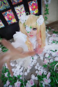 Rating: Safe Score: 0 Tags: 1girl bangs blonde_hair blurry blurry_foreground depth_of_field dress flower hair_flower hair_ornament kirakishou lips long_hair looking_at_viewer photo solo white_flower User: admin