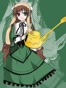 Rating: Safe Score: 0 Tags: 1girl brown_hair dress frills green_background green_dress green_eyes head_scarf heterochromia image long_hair long_sleeves looking_at_viewer red_eyes smile solo suiseiseki twin_drills twintails very_long_hair watering_can User: admin