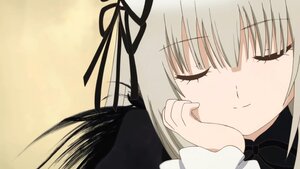 Rating: Safe Score: 0 Tags: 1girl bangs black_ribbon blush close-up closed_eyes closed_mouth eyebrows_visible_through_hair hair_ribbon image long_hair long_sleeves ribbon smile solo suigintou User: admin