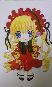 Rating: Safe Score: 0 Tags: 1girl blonde_hair blue_eyes blush bow dress drill_hair full_body image long_hair long_sleeves looking_at_viewer marker_(medium) red_dress ringlets shinku shoes simple_background smile solo standing traditional_media twin_drills User: admin