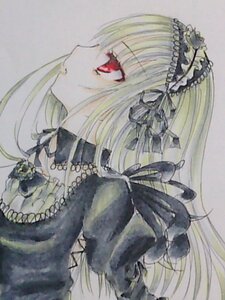 Rating: Safe Score: 0 Tags: 1girl auto_tagged bangs black_ribbon blonde_hair closed_mouth dress frills from_side gothic_lolita hairband image lolita_fashion lolita_hairband long_hair profile red_eyes ribbon simple_background solo suigintou traditional_media upper_body User: admin