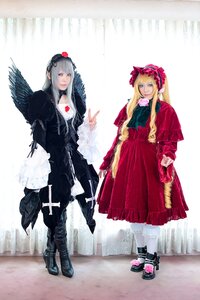 Rating: Safe Score: 0 Tags: 2girls black_wings blonde_hair blue_eyes boots dress long_hair long_sleeves looking_at_viewer multiple_cosplay multiple_girls red_dress shinku silver_hair standing suigintou tagme wings User: admin