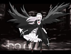 Rating: Safe Score: 0 Tags: 1girl black_wings dress frills full_body hairband image letterboxed long_hair long_sleeves red_eyes solo suigintou very_long_hair white_hair wings User: admin