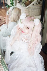 Rating: Safe Score: 0 Tags: 1girl blurry blurry_foreground depth_of_field flower hair_flower hair_ornament kirakishou lips long_hair long_sleeves looking_at_viewer photo pink_hair sitting solo white_flower white_hair User: admin