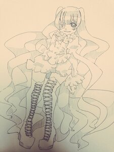 Rating: Safe Score: 0 Tags: 1girl boots dress frills full_body image kirakishou long_hair monochrome solo thighhighs traditional_media User: admin