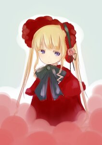 Rating: Safe Score: 0 Tags: 1girl bangs blonde_hair blue_eyes bonnet bow dress flower image long_hair looking_at_viewer red_dress ribbon rose shinku solo twintails User: admin