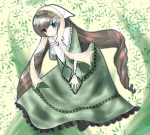 Rating: Safe Score: 0 Tags: 1girl brown_hair dress drill_hair frills full_body green_dress green_eyes heterochromia image long_hair long_sleeves looking_at_viewer red_eyes solo suiseiseki twin_drills very_long_hair User: admin