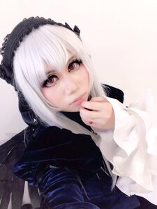 Rating: Safe Score: 0 Tags: 1girl closed_mouth hairband jewelry lips long_sleeves looking_at_viewer nail_polish red_eyes ring solo suigintou white_hair User: admin