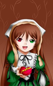 Rating: Safe Score: 0 Tags: 1girl :d brown_hair dress gift green_dress green_eyes head_scarf heterochromia holding holding_gift image long_hair long_sleeves looking_at_viewer open_mouth red_eyes ribbon smile solo suiseiseki valentine very_long_hair User: admin