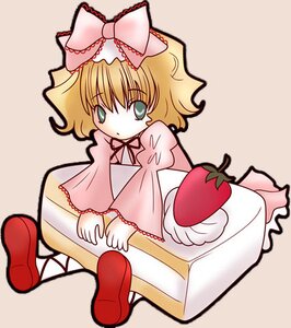 Rating: Safe Score: 0 Tags: 1girl blonde_hair bow cake dress flower food fruit full_body hair_bow hina_ichigo hinaichigo image long_sleeves looking_at_viewer object_namesake pantyhose pink_bow pink_dress red_footwear ribbon shoes short_hair simple_background sitting solo strawberry white_legwear User: admin