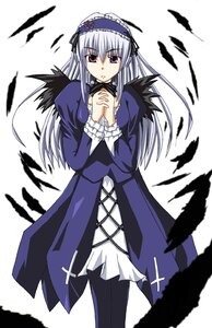 Rating: Safe Score: 0 Tags: 1girl black_feathers black_wings dress feathers frilled_sleeves frills hairband hands_clasped image long_hair long_sleeves looking_at_viewer own_hands_together pink_eyes red_eyes rozen_maiden silver_hair simple_background solo standing suigintou uta white_background wings User: admin