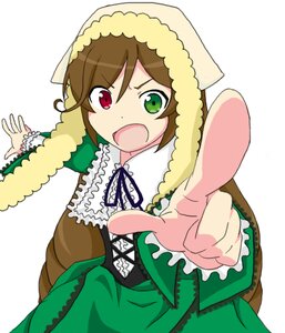 Rating: Safe Score: 0 Tags: 1girl brown_hair dress frills green_dress green_eyes head_scarf heterochromia image long_sleeves looking_at_viewer open_mouth red_eyes ribbon simple_background solo suiseiseki white_background User: admin