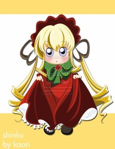 Rating: Safe Score: 0 Tags: 1girl blonde_hair blue_eyes blush bonnet bow bowtie capelet chibi dress full_body green_bow image long_hair long_sleeves looking_at_viewer red_dress shinku sidelocks simple_background solo standing twintails very_long_hair User: admin