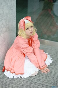 Rating: Safe Score: 0 Tags: 1girl blonde_hair blurry bow dress frills full_body hair_bow hina_ichigo hinaichigo lips long_sleeves looking_at_viewer photo pink_bow pink_dress sitting solo User: admin