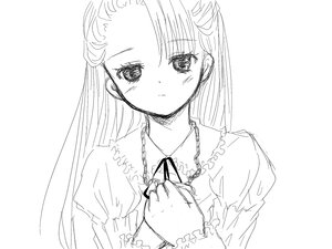 Rating: Safe Score: 0 Tags: 1girl bangs blush closed_mouth frills greyscale human image jewelry long_hair long_sleeves looking_at_viewer monochrome necklace odille_fosset simple_background solo upper_body white_background User: admin