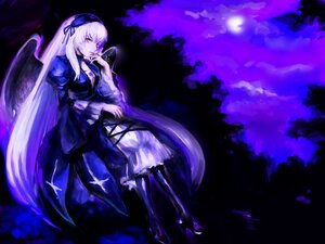 Rating: Safe Score: 0 Tags: 1girl dress frills hairband image long_hair long_sleeves ribbon silver_hair solo suigintou very_long_hair wide_sleeves wings User: admin