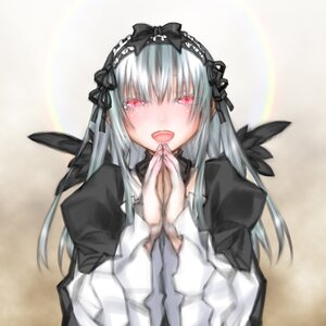 Rating: Safe Score: 0 Tags: 1girl black_dress black_wings blush dress frills hairband image joints juliet_sleeves long_hair long_sleeves looking_at_viewer open_mouth pink_eyes puffy_sleeves red_eyes silver_hair solo suigintou tongue tongue_out upper_body wings User: admin