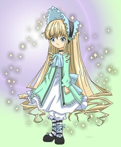 Rating: Safe Score: 0 Tags: 1girl bangs blonde_hair blue_eyes cross dress frills full_body image long_hair long_sleeves shinku solo sparkle sparkle_background standing star_(symbol) starry_background striped very_long_hair User: admin