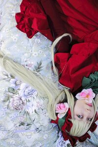 Rating: Safe Score: 0 Tags: 1girl bangs blonde_hair blue_eyes bonnet dress flower lips lolita_fashion long_hair looking_at_viewer red_dress shinku solo very_long_hair User: admin