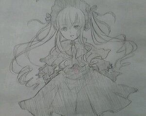 Rating: Safe Score: 0 Tags: 1girl auto_tagged image long_hair long_sleeves looking_at_viewer monochrome shinku sketch solo traditional_media User: admin