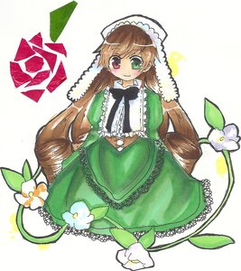 Rating: Safe Score: 0 Tags: 1girl brown_hair dress flower frills full_body green_dress green_eyes heterochromia image long_hair long_sleeves looking_at_viewer red_eyes smile solo suiseiseki very_long_hair watering_can white_background User: admin