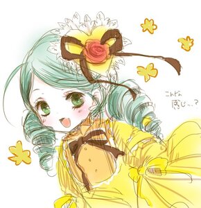 Rating: Safe Score: 0 Tags: 1girl blue_butterfly blush bug butterfly drill_hair flower green_eyes green_hair hair_ornament hat image insect kanaria open_mouth rose smile solo twin_drills User: admin