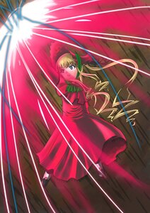 Rating: Safe Score: 0 Tags: 1girl blonde_hair blue_eyes bow bowtie dress full_body green_bow image long_hair long_sleeves looking_at_viewer red_dress shinku shoes solo standing twintails wings User: admin
