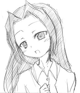 Rating: Safe Score: 0 Tags: 1girl blush greyscale human image kakizaki_megu long_hair long_sleeves monochrome open_mouth simple_background sketch solo upper_body white_background User: admin