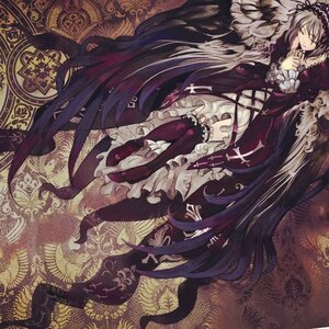 Rating: Safe Score: 0 Tags: 1girl closed_eyes dress frills hairband image long_hair long_sleeves solo suigintou thighhighs very_long_hair wings User: admin