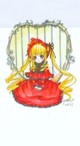 Rating: Safe Score: 0 Tags: 1girl artist_name bangs blonde_hair blue_eyes bonnet bow bowtie capelet dated dress flower full_body image long_hair long_sleeves looking_at_viewer red_dress rose shinku signature sitting solo twintails very_long_hair User: admin