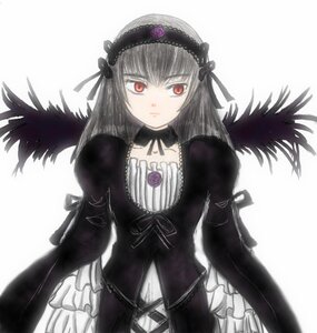 Rating: Safe Score: 0 Tags: 1girl black_ribbon black_wings cross-laced_clothes detached_collar dress flower frilled_sleeves frills hairband image long_hair long_sleeves looking_at_viewer red_eyes ribbon rose silver_hair simple_background solo suigintou white_background wings User: admin