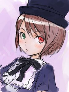 Rating: Safe Score: 0 Tags: 1girl bangs black_headwear blush bow brown_hair closed_mouth dress face green_eyes ha-ru hat heterochromia image long_sleeves looking_at_viewer photoshop_(medium) red_eyes rozen_maiden short_hair simple_background solo souseiseki upper_body User: admin