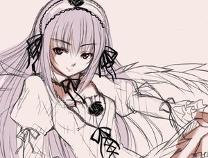 Rating: Safe Score: 0 Tags: 1girl bangs black_ribbon cross-laced_clothes detached_collar dress flower frills hairband image long_hair long_sleeves looking_at_viewer puffy_sleeves red_eyes ribbon rose simple_background solo suigintou upper_body very_long_hair wings User: admin