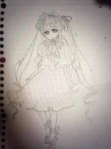 Rating: Safe Score: 0 Tags: 1girl dress full_body graphite_(medium) image long_hair long_sleeves looking_at_viewer monochrome patchouli_knowledge shinku sketch solo standing striped striped_dress traditional_media vertical_stripes very_long_hair User: admin