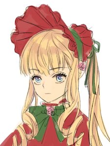 Rating: Safe Score: 0 Tags: 1girl bangs blonde_hair blue_eyes bow bowtie flower green_bow image long_hair looking_at_viewer portrait red_flower red_rose rose shinku sidelocks simple_background solo white_background User: admin