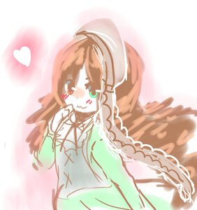 Rating: Safe Score: 0 Tags: 1girl brown_hair dress heart image long_hair long_sleeves solo suiseiseki User: admin