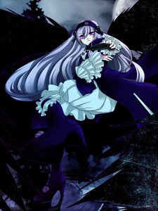 Rating: Safe Score: 0 Tags: 1girl auto_tagged dress flower frills hairband image long_hair long_sleeves moon purple_eyes rose silver_hair solo suigintou very_long_hair wings User: admin