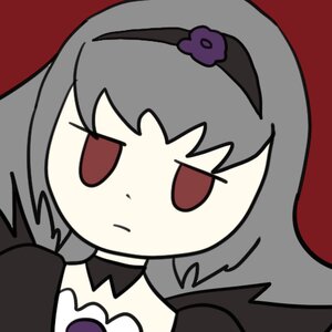Rating: Safe Score: 0 Tags: 1girl bangs blush chibi eyebrows_visible_through_hair grey_hair image looking_at_viewer red_background simple_background solo suigintou User: admin