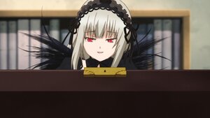 Rating: Safe Score: 0 Tags: 1girl bangs black_wings blurry blurry_background depth_of_field eyebrows_visible_through_hair feathers hairband image long_hair looking_at_viewer red_eyes ribbon silver_hair smile solo suigintou wings User: admin