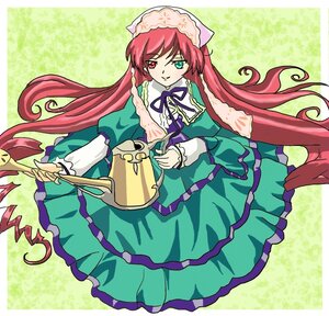 Rating: Safe Score: 0 Tags: 1girl dress frills green_background green_dress green_eyes hat heterochromia image long_hair long_sleeves looking_at_viewer red_eyes solo suiseiseki very_long_hair watering_can User: admin