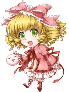 Rating: Safe Score: 0 Tags: 1girl blonde_hair bow chibi dress drill_hair frills full_body green_eyes hina_ichigo hinaichigo image open_mouth pink_bow ribbon short_hair smile solo striped User: admin