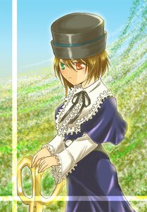 Rating: Safe Score: 0 Tags: 1girl blue_dress brown_hair capelet dress frills green_eyes hat heterochromia image long_sleeves looking_at_viewer outdoors red_eyes ribbon short_hair solo souseiseki standing User: admin