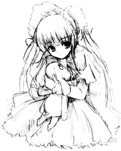 Rating: Safe Score: 0 Tags: 1girl bangs cowboy_shot dress expressionless greyscale holding image long_hair long_sleeves looking_at_viewer monochrome shinku sidelocks simple_background solo standing twintails very_long_hair white_background User: admin