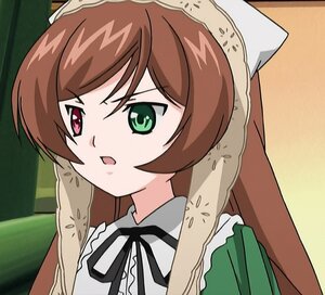 Rating: Safe Score: 0 Tags: 1girl black_ribbon blush brown_hair dress fang green_eyes heterochromia image long_hair neck_ribbon open_mouth ribbon solo suiseiseki User: admin